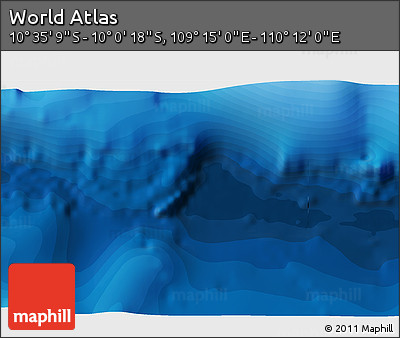 Political 3D Map of the Area around 10° 17' 43" S, 109° 43' 29" E