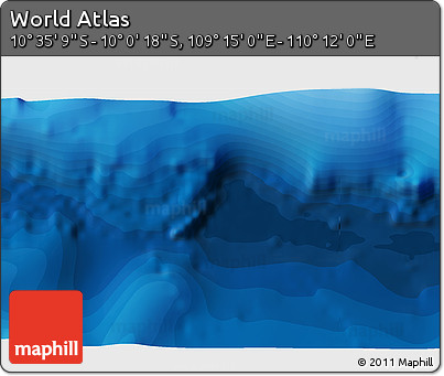 Political 3D Map of the Area around 10° 17' 43" S, 109° 43' 29" E