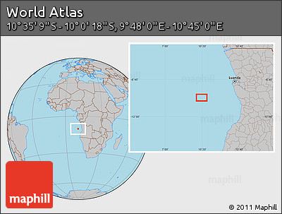 Gray Location Map of the Area around 10° 17' 43" S, 10° 16' 30" E
