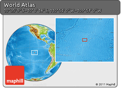 Physical Location Map of the Area around 10° 17' 43" S, 110° 25' 30" W