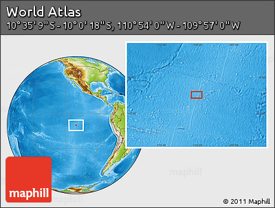 Physical Location Map of the Area around 10° 17' 43" S, 110° 25' 30" W
