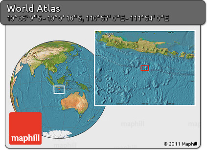 Satellite Location Map of the Area around 10° 17' 43" S, 111° 25' 30" E