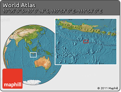 Satellite Location Map of the Area around 10° 17' 43" S, 111° 25' 30" E