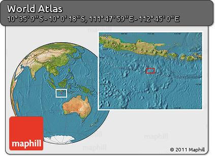 Satellite Location Map of the Area around 10° 17' 43" S, 112° 16' 30" E
