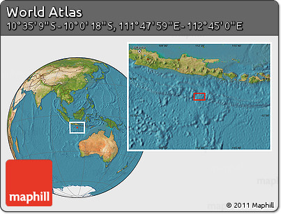 Satellite Location Map of the Area around 10° 17' 43" S, 112° 16' 30" E