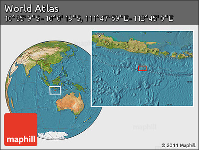 Satellite Location Map of the Area around 10° 17' 43" S, 112° 16' 30" E