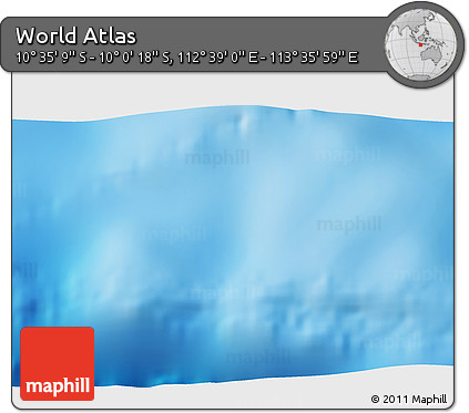 Shaded Relief 3D Map of the Area around 10° 17' 43" S, 113° 7' 30" E