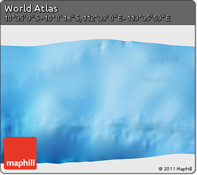 Shaded Relief 3D Map of the Area around 10° 17' 43" S, 113° 7' 30" E