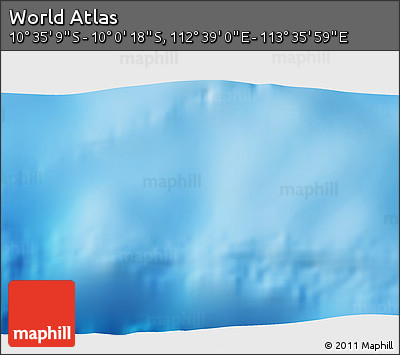 Shaded Relief 3D Map of the Area around 10° 17' 43" S, 113° 7' 30" E