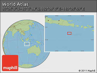 Savanna Style Location Map of the Area around 10° 17' 43" S, 113° 7' 30" E