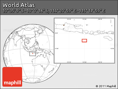Blank Location Map of the Area around 10° 17' 43" S, 114° 49' 29" E