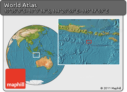 Satellite Location Map of the Area around 10° 17' 43" S, 114° 49' 29" E