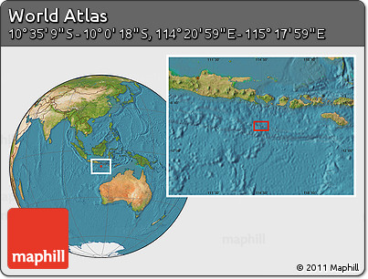 Satellite Location Map of the Area around 10° 17' 43" S, 114° 49' 29" E