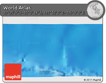 Shaded Relief 3D Map of the Area around 10° 17' 43" S, 115° 40' 30" E
