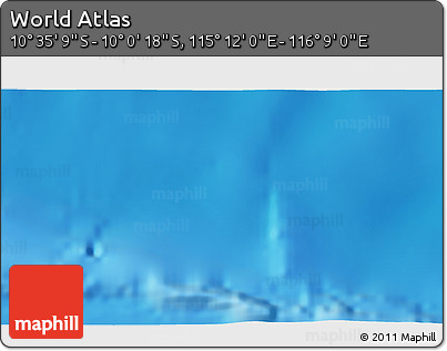Shaded Relief 3D Map of the Area around 10° 17' 43" S, 115° 40' 30" E