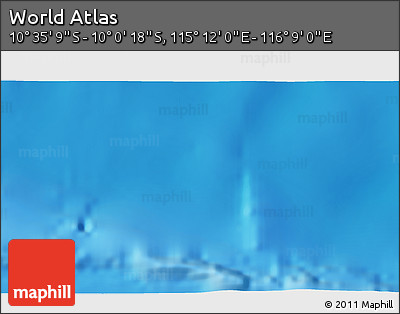 Shaded Relief 3D Map of the Area around 10° 17' 43" S, 115° 40' 30" E