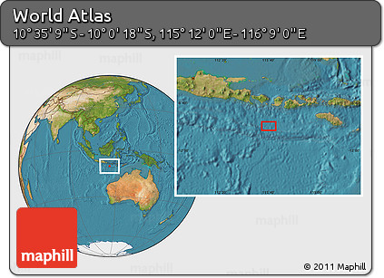 Satellite Location Map of the Area around 10° 17' 43" S, 115° 40' 30" E