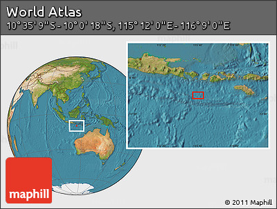 Satellite Location Map of the Area around 10° 17' 43" S, 115° 40' 30" E