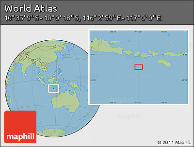 Savanna Style Location Map of the Area around 10° 17' 43" S, 116° 31' 30" E