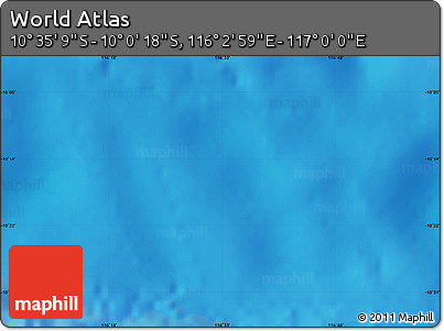 Shaded Relief Map of the Area around 10° 17' 43" S, 116° 31' 30" E