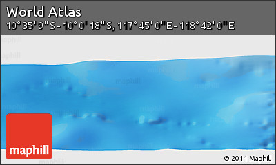 Physical Panoramic Map of the Area around 10° 17' 43" S, 118° 13' 29" E