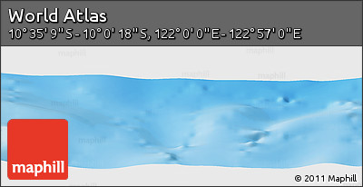 Physical Panoramic Map of the Area around 10° 17' 43" S, 122° 28' 29" E