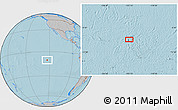 Gray Location Map of the area around 10° 17' 43" S, 123° 10' 30" W, hill shading