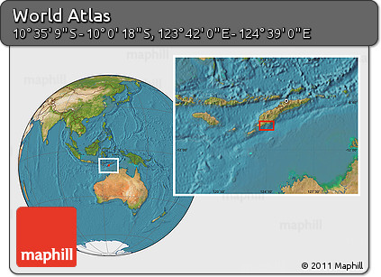 Satellite Location Map of the Area around 10° 17' 43" S, 124° 10' 30" E