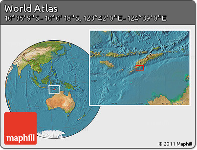 Satellite Location Map of the Area around 10° 17' 43" S, 124° 10' 30" E
