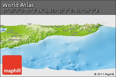 Physical Panoramic Map of the Area around 10° 17' 43" S, 124° 10' 30" E