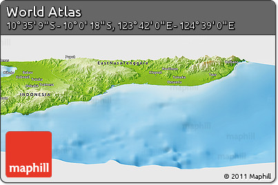 Physical Panoramic Map of the Area around 10° 17' 43" S, 124° 10' 30" E