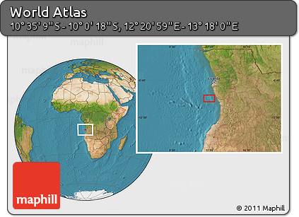 Satellite Location Map of the Area around 10° 17' 43" S, 12° 49' 29" E
