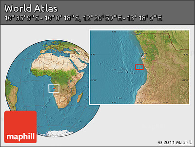 Satellite Location Map of the Area around 10° 17' 43" S, 12° 49' 29" E