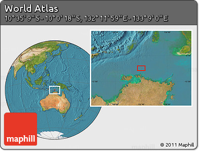 Satellite Location Map of the Area around 10° 17' 43" S, 132° 40' 30" E