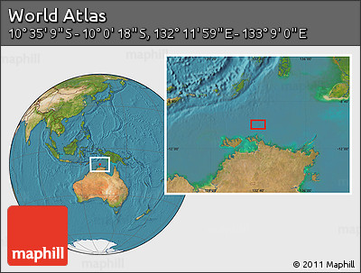 Satellite Location Map of the Area around 10° 17' 43" S, 132° 40' 30" E
