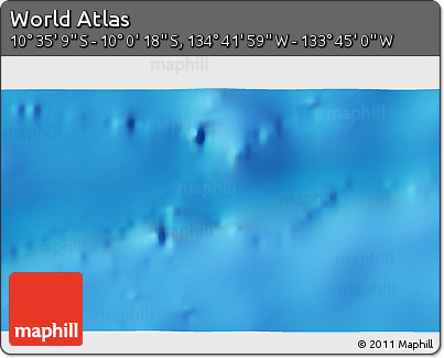 Shaded Relief 3D Map of the Area around 10° 17' 43" S, 134° 13' 29" W