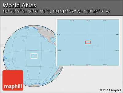 Gray Location Map of the Area around 10° 17' 43" S, 134° 13' 29" W