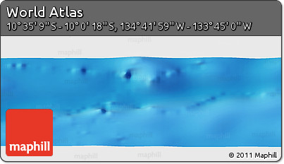 Shaded Relief Panoramic Map of the Area around 10° 17' 43" S, 134° 13' 29" W