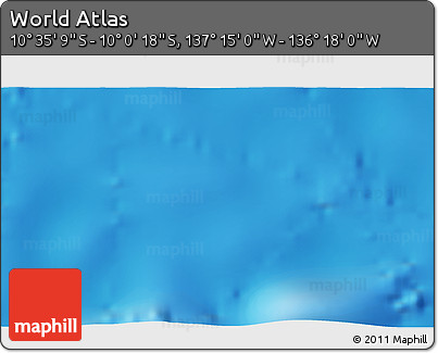 Physical 3D Map of the Area around 10° 17' 43" S, 136° 46' 30" W