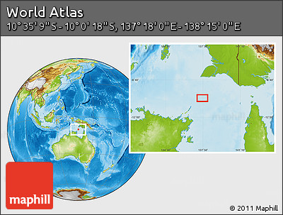 Physical Location Map of the Area around 10° 17' 43" S, 137° 46' 30" E