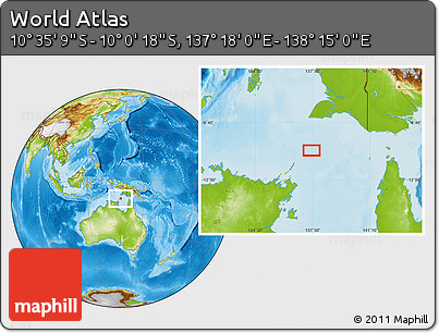 Physical Location Map of the Area around 10° 17' 43" S, 137° 46' 30" E
