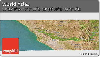 Satellite Panoramic Map of the Area around 10° 17' 43" S, 13° 40' 30" E