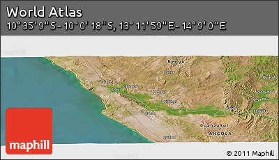 Satellite Panoramic Map of the Area around 10° 17' 43" S, 13° 40' 30" E