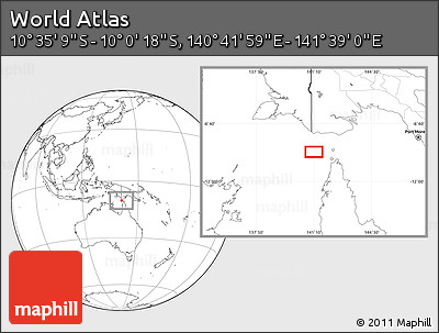 Blank Location Map of the Area around 10° 17' 43" S, 141° 10' 30" E