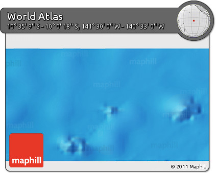 Physical 3D Map of the Area around 10° 17' 43" S, 141° 1' 30" W