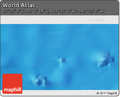Physical 3D Map of the Area around 10° 17' 43" S, 141° 1' 30" W