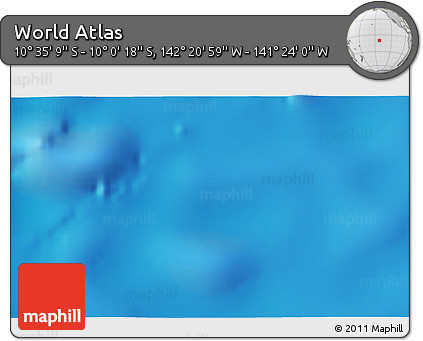 Physical 3D Map of the Area around 10° 17' 43" S, 141° 52' 30" W