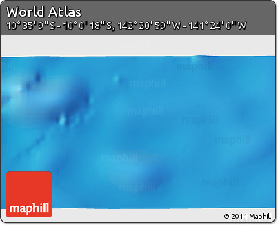 Physical 3D Map of the Area around 10° 17' 43" S, 141° 52' 30" W