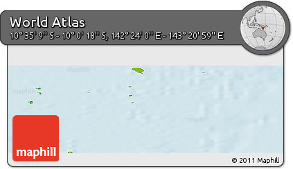 Physical Panoramic Map of the Area around 10° 17' 43" S, 142° 52' 30" E