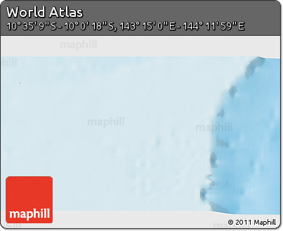 Physical 3D Map of the Area around 10° 17' 43" S, 143° 43' 29" E